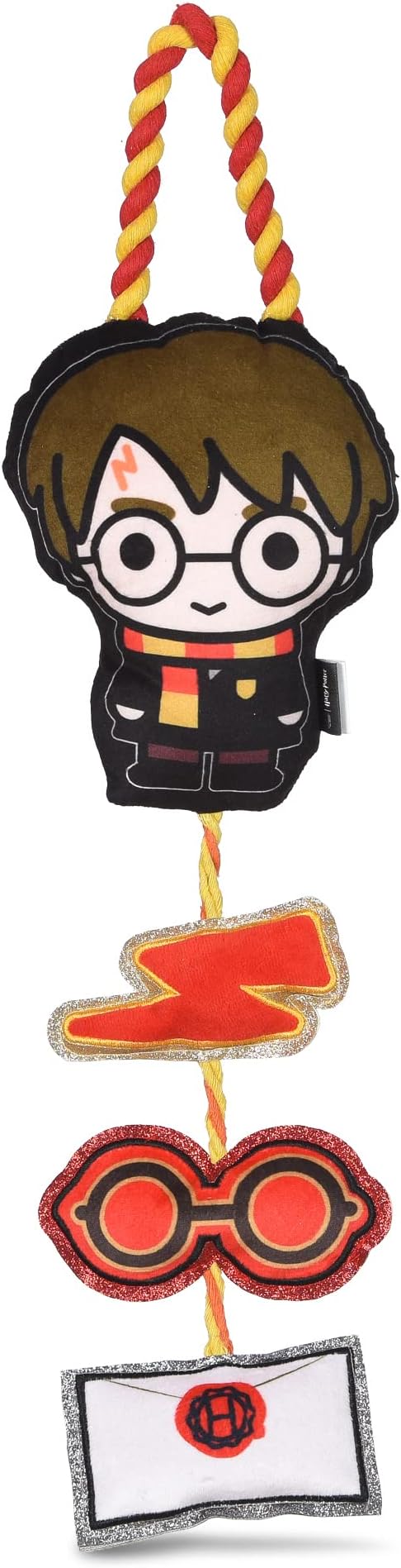 Harry Potter Cat Toy, Door Hanger with Catnip | Door Hanger Cat Toy with Harry Potter, Lightning Bolt, Glasses, and Hogwarts Invitation Plush with Catnip Components on Rope 22 Inch
