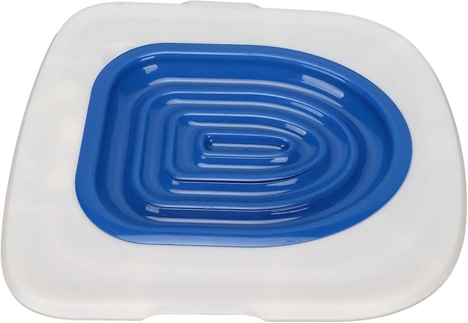 Cat Toilet Training Kit, Universal Reusable ABS Cat Litter Trainer with Groove Design for Pet Cleaning (White Tray, 1 Blue Inner Support)