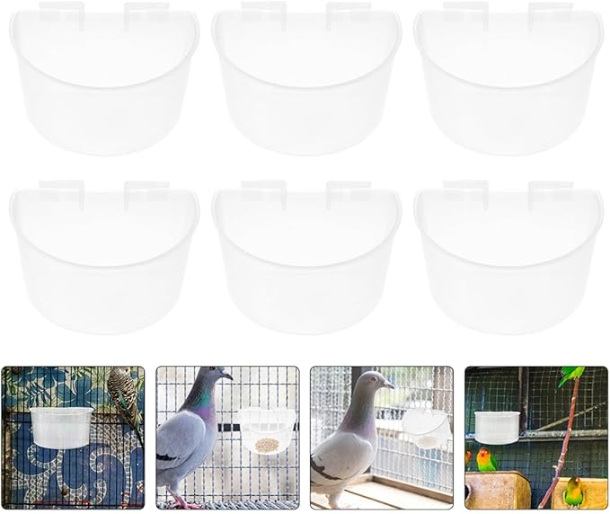 Toyvian 8pcs Hanging Pigeon Feeding Bowls Plastic Bird Cage Cups Water Bowls Large for Pigeon Bird Rabbit Cage Use
