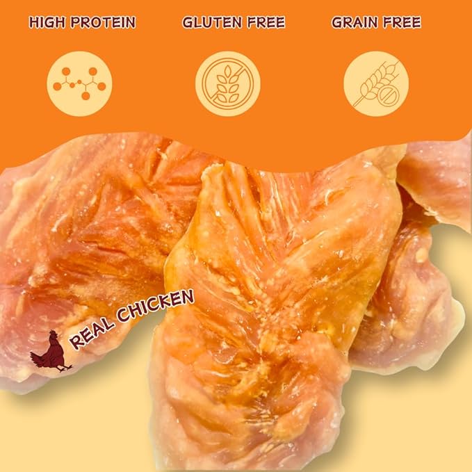 Chicken Jerky Dog Treats, Slow-Roasted Chewy Snacks for Training, for Medium & Large Dogs,Grain-Free, High-Protein Chewy Dog Training Treats, 1.1 Pound