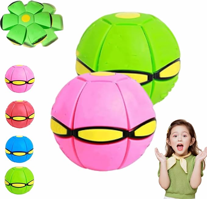 Dual-Form Magic & Flying Saucer - Switchable Bouncing Ball Toy with 6 LED Lights, Bouncing Ball Toy, Magic Balls, Automatic Rotating Rolling Balls Toys for Indoor