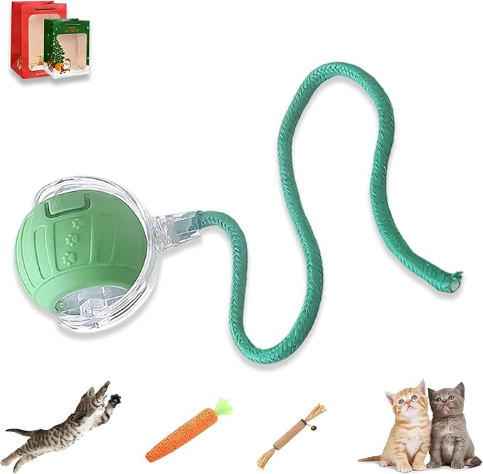 2026 New Generation Interactive Cat Toys Indoor, 360° Smart Automatic Cat Ball Three Modes with Long-Lasting Durability, for All Cats & Dogs (Green, Wake BirdsongC)