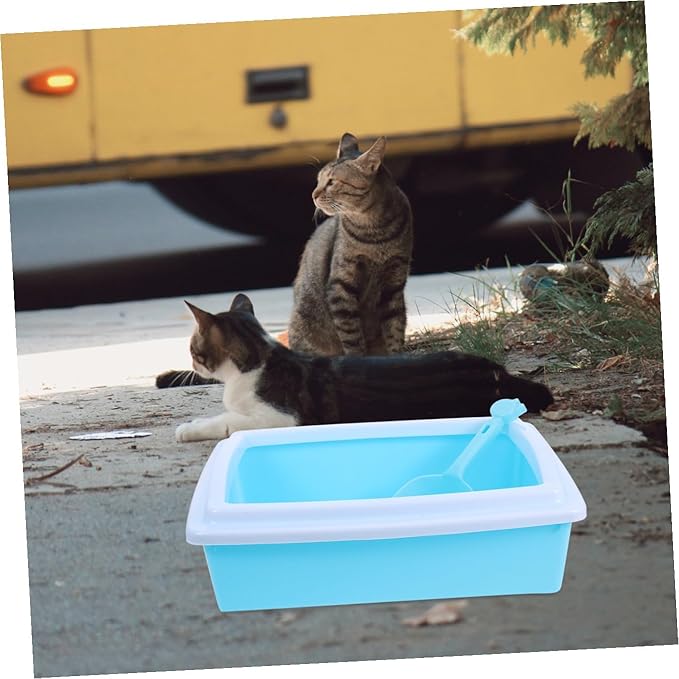 YARNOW Cat Litter Toilet Training System Cat Toilet Trainer Litter Tray Flap System Kitten Training Small Boxes for s Abs Sky-Blue