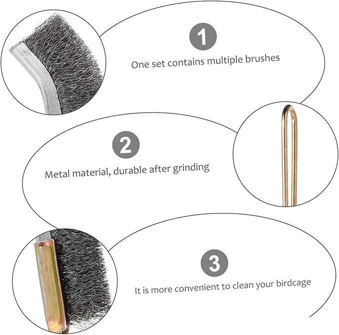 Angoily Cage Cleaner Cleaning Brush for Bird Cage 4 Pcs Birdcage Brush Bird Cage Pet Cage Cleaning Bird Brush Bird Cleaning Supplies Mini Steel Handle