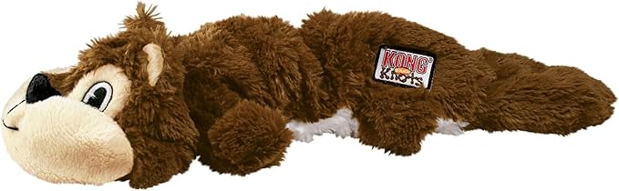 KONG - Scrunch Knots Squirrel - Internal Knotted Ropes and Minimal Stuffing for Less Mess - For Medium/Large Dogs