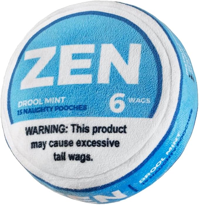 Field Day Zen Drool Mint Dog or Cat Toy, Plush Crinkle Squeaker Pet Toy, 5 Inch Round, Focus and Anxiety Toy