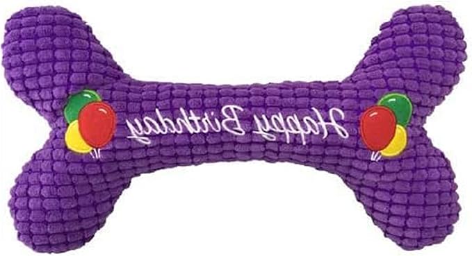 Petlou Pet Plush Chewy Bone, Squeaky Bone for Dogs and Cats in Different Size (16 Inch Birthday Bone)