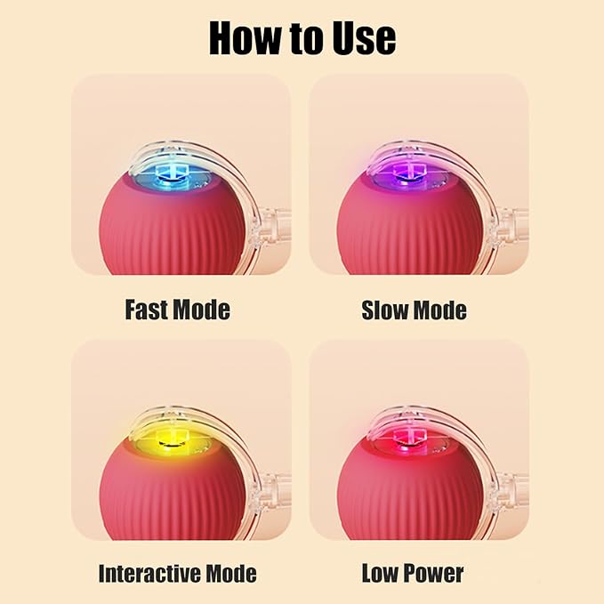 2025 New Interactive Dog Cat Toys Balls, Rolling Ball for Dogs, 360° Smart Automatic Rolling Pet Ball, Electric Dog Balls Toy, Fast Moving, for Indoor Cat and Dogs