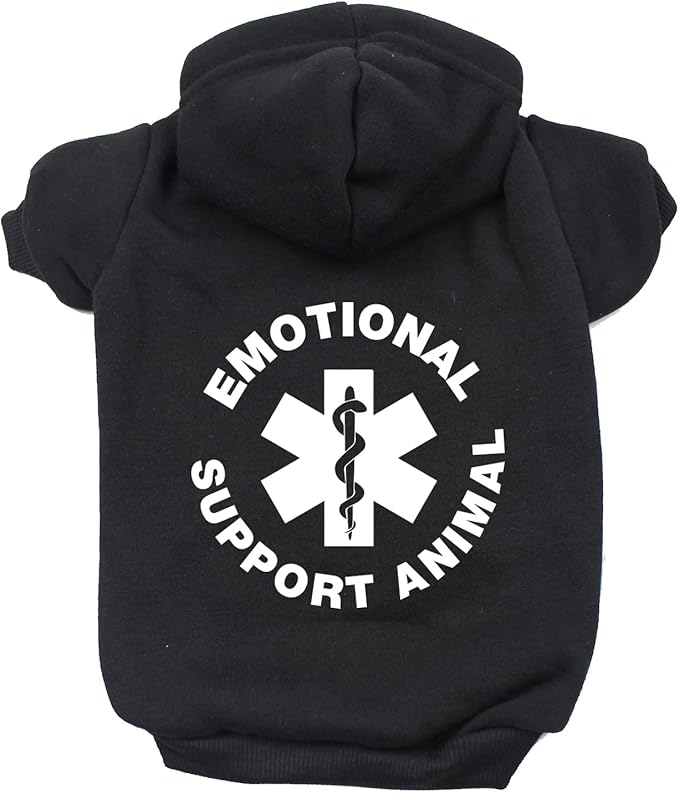 Emotional Support Animal (ESA) Pullover Fleece Lined Dog Hoodie (Hooded Sweatshirt) Assorted Colors