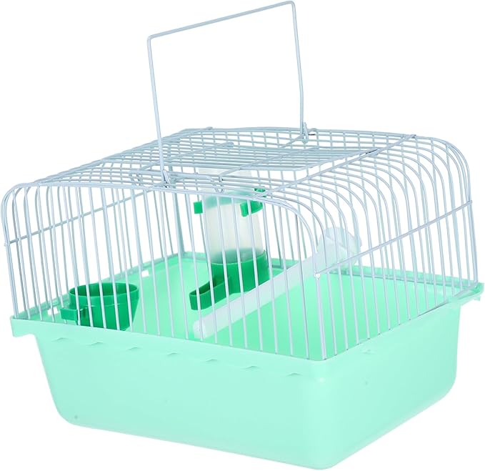 Portable Small Bird Cage for Lovebirds and Parrots Abs and Iron Travel Carrier with Spacious Interior Perch Food Box and Waterer Lightweight Portable Pet Carrier for Random Color