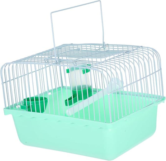 Portable Small Bird Cage for Lovebirds and Parrots Abs and Iron Travel Carrier with Spacious Interior Perch Food Box and Waterer Lightweight Portable Pet Carrier for Random Color