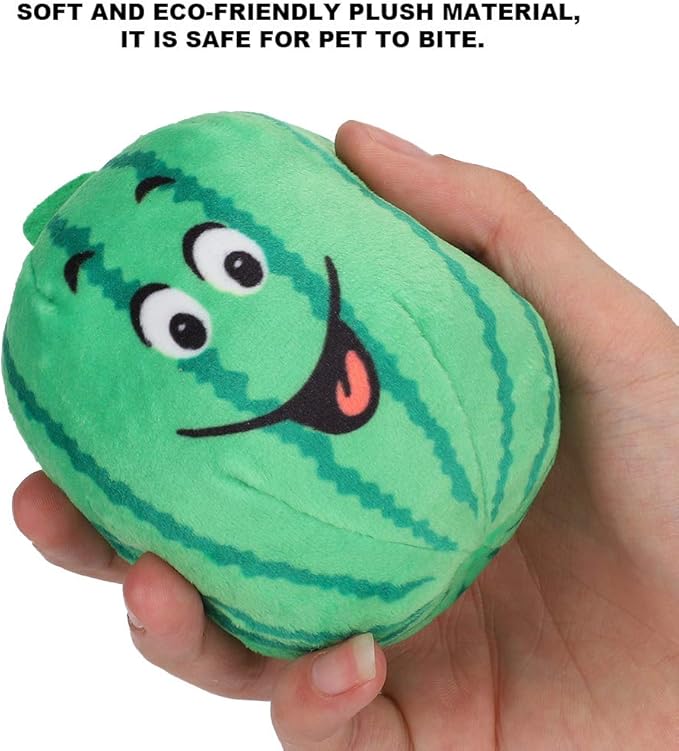 VINGVO Watermelon Toy Interactive Soft Pet Toys, Cat Interactive Toys Dog Plush Toys Squeaky Teething Toys, Funny Dog Puppy, Interactive Stuffed Dog Chew Toys for Small Large Dogs