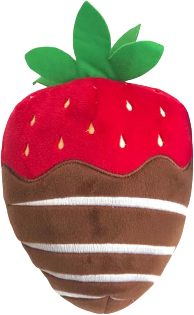 Huxley & Kent Funny Dog Toy w/Squeaker – Valentine's Day Power Plush Squeaky Dog Toys for Small, Medium & Large Dogs – Soft Stuffed Animal for Indoor Play & Fetch - Chocolate Strawberry, Large