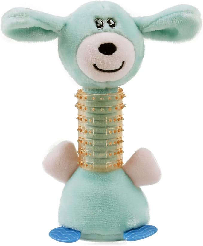 Pet Life ® 'Totty-Chew' Squeak and Teething Rubber and Plush Puppy Cat and Dog Toy