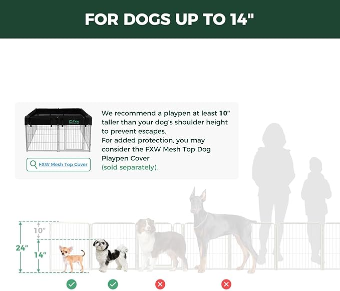 FXW Homeplus Unleashed Indoor Dog Playpen - Stress-Free and Safe Play, Heavy Duty 24 Inch 12 Panels with Connectors (Pack of 2) for Puppy and Small Dogs, White│Patented