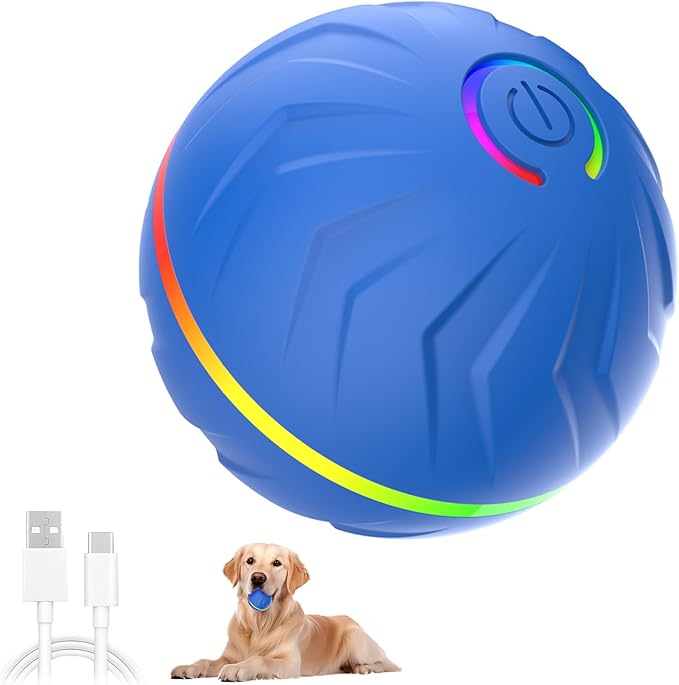 hoehew Vibrating Dog Ball, 2025 New Moving Dog Ball, Upgraded Interactive Dog Ball, Automatic Bouncing Ball Toy for Pet, Shaky Ball Toy for Small Dogs and Cats (b-Blue)