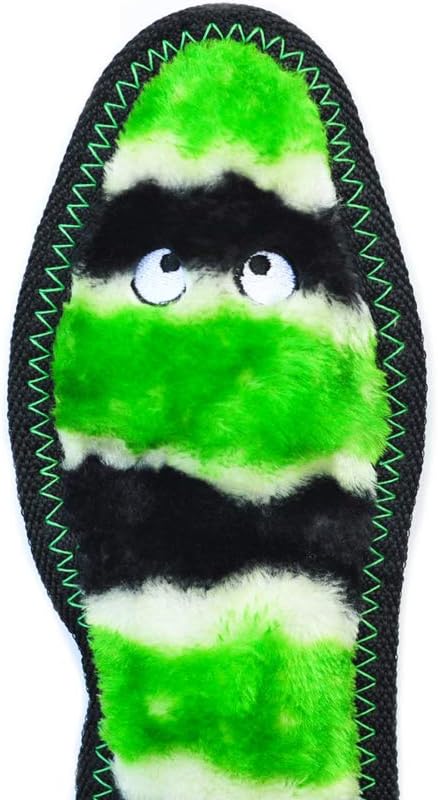 ZippyPaws - Z-Stitch Snake, Extra Tough No Stuffing Dog Toy with Squeaker - Green, Medium