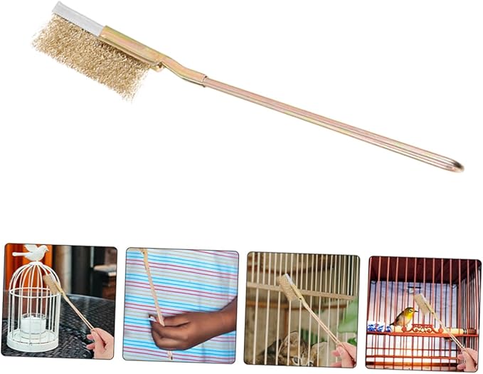 ORFOFE 1set Bird Cage Cleaning Brush with Handle Steel Bristles for Cleaning of Cages Ramps and Accessories Design for Animal Enclosures