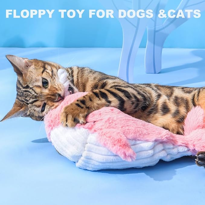 Floppy Narwal Interactive Dog Toy, Funny Wiggly Narwal Dog Toy for Small/Medium/Large Dogs, USB-Rechargeable Dog Chewing Teething Moving Toy for Indoor Outdoor Puppy and Cats