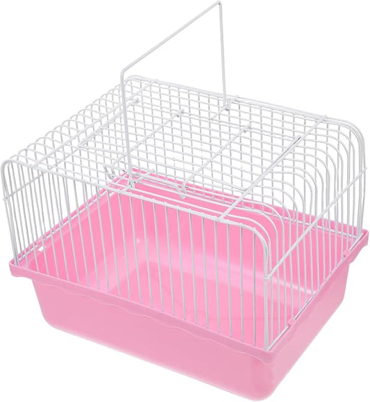 Happyyami Portable Bird Carrier Cage for Small Animals Lightweight and Plastic Birdcage Transparent Window for Lovebirds Parakeets and Cockatiels