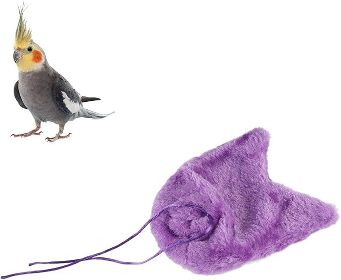 Bird Corner Fleece Warmer, Soft Velveteen Bed for Parrot Parakeet Cockatiel, Lightweight Washable Bird Cage Blanket, Winter Warm Hideaway (Purple)