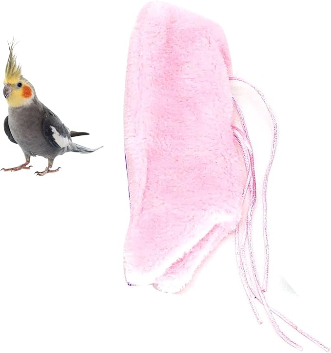 Bird Corner Fleece Warmer, Soft Velveteen Bed for Parrot Parakeet Cockatiel, Lightweight Washable Bird Cage Blanket, Winter Warm Hideaway (Pink)