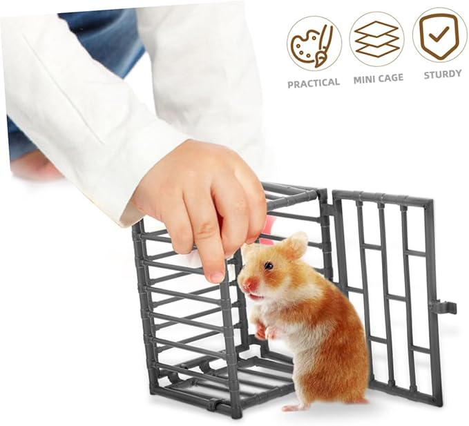 VICASKY 3pcs Miniature Cage Model for Small Animals DIY Toy Accessories Action Figure Cage Decor for Pets
