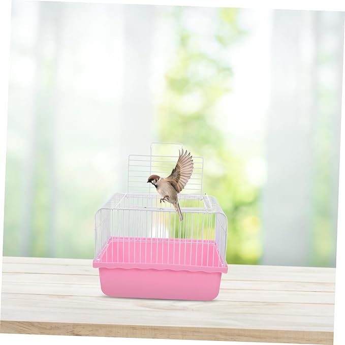 POPETPOP Lightweight Portable Birdcage for Small Animals Travel Friendly Design for Lovebirds and Parakeets Transparent Observation Window Versatile Indoor and Outdoor Use