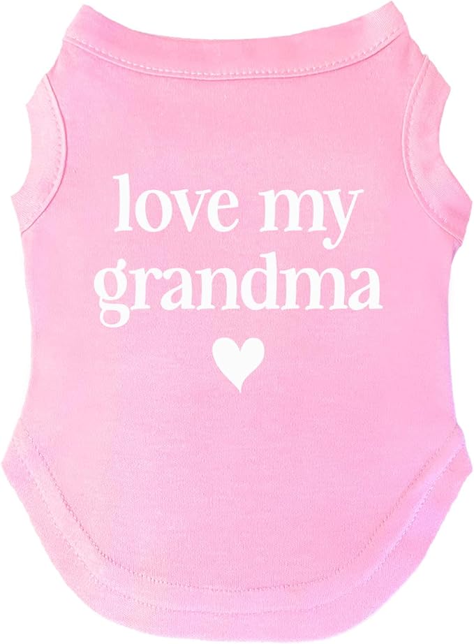Love My Grandma Mother's Day, Valentine's Day Dog Tee Shirt Sizes for Puppies, Toys, and Large Breeds (Baby Pink, 5X-Large 399)