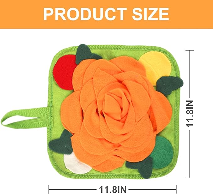 Rabbit Foraging Mat Snuffle Mat for Small Animals Rabbit Toy 11.8"x11.8" Rabbits Snuffle Mat Pets Interactive Feeding Matt Treat Dispenser for Bunny Guinea Pigs Ferrets Chinchillas Orange