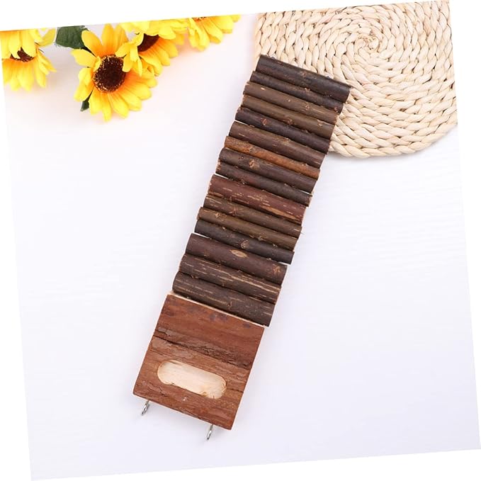 Hemoton Wooden Hamster Ladder Bridge Toy 7cm x 27cm Small PET Climbing Chew Toy for Hamsters Parrots and Birds for Cage Accessories and Interactive Play