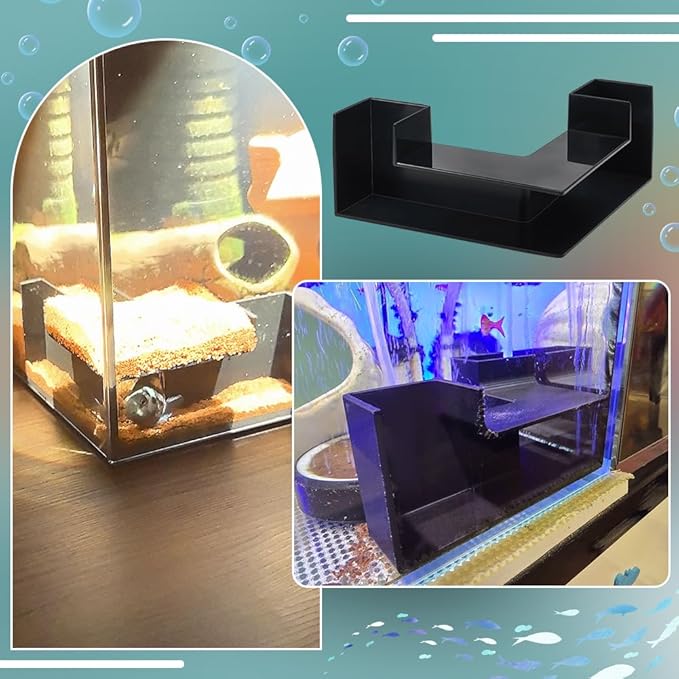 FINGERINSPIRE 2 Pcs L-Shaped Aquarium Tunnel 4.9x4.9x2.2inch Black Plastic Fish Hideout Shrimp Cave for Aquatic Pets Habitat Plastic Aquarium Tunnel for Fish Hideout and Aquatic Decor