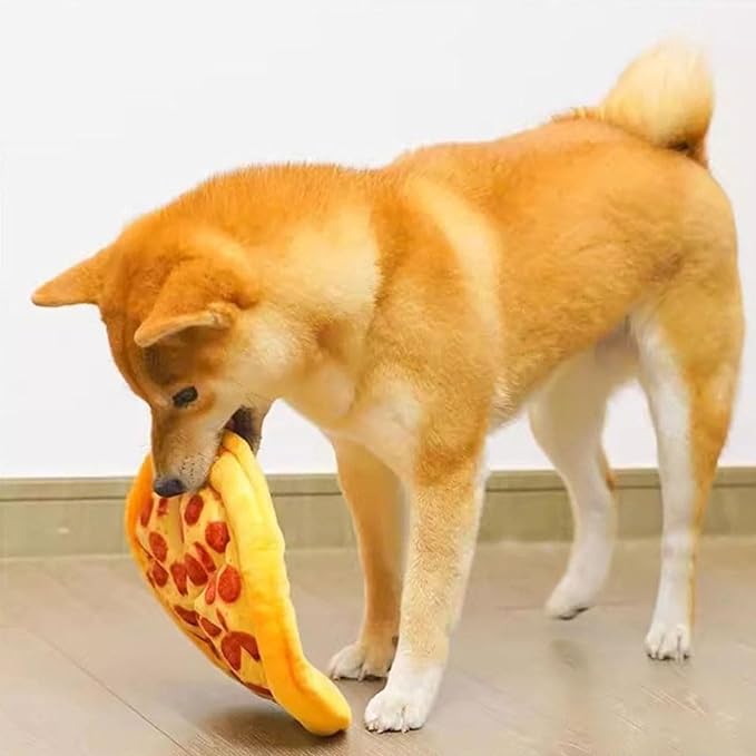Chew Friendly Plush Pizza Pet Toy for Dog and Cats Realistic Pizza with Squeaker Perfect for Indoor Interaction Play Interaction Toy