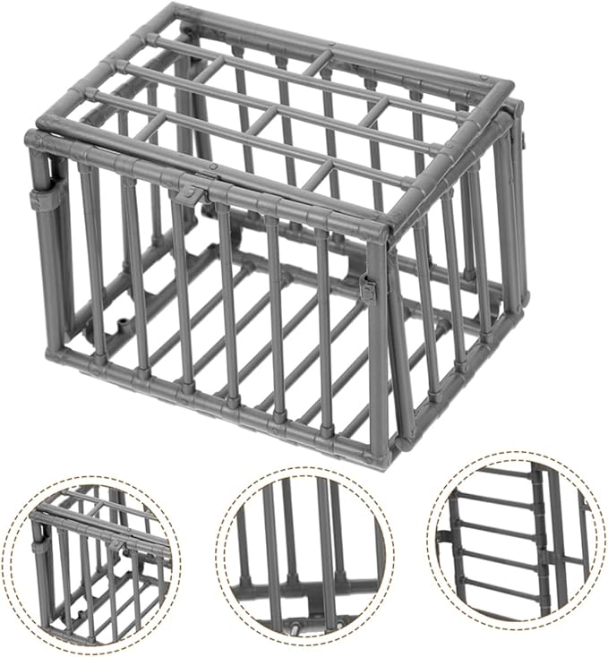 VICASKY 3pcs Miniature Cage Model for Small Animals DIY Toy Accessories Action Figure Cage Decor for Pets