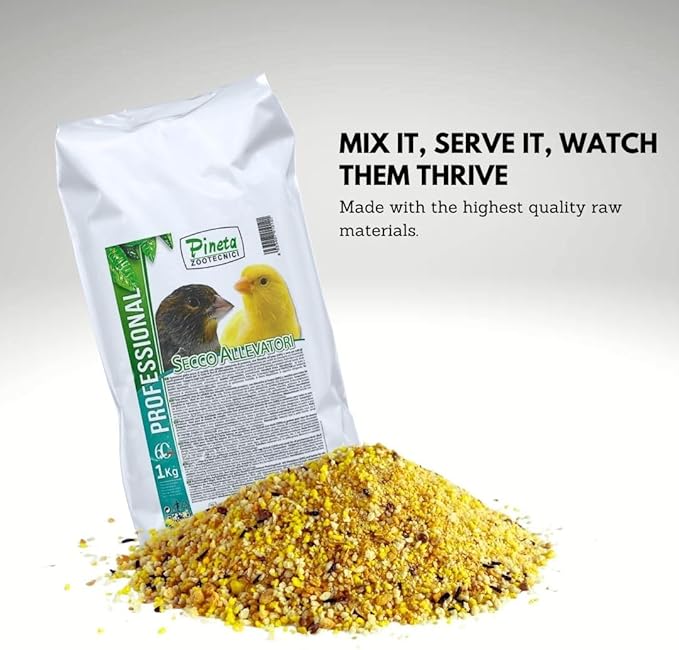 Secco Allevatori by Pineta Zootecnici Canary Food 1Kg – Protein Dry Yellow Egg Food for Exotic Bird Egg Nutrition, Bird Breeding Formula, for Finch Breeding and Molting Season Diet