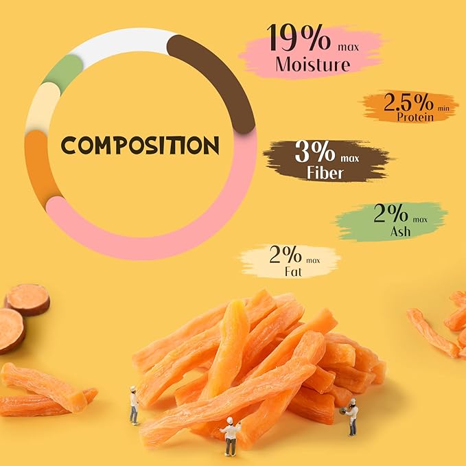 Dog Treats Chews, Sweet Potato Strips, Gluten & Grain Free Dog Snacks for Training Rewards 10.6 oz