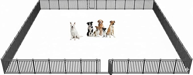 Dog Fence Outdoor Indoor, 47 Inches Height 08 Panels(6gates & 42panels) Dog Playpen for Large/Medium/Small Dogs Metal Dog Pen for Yard Camping and RV [Black-Silver]
