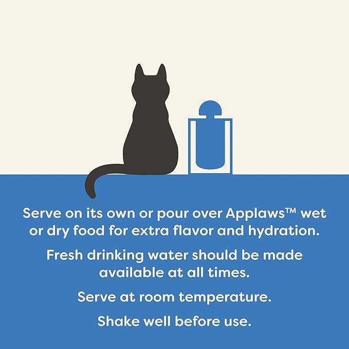 Applaws Natural Wet Cat Food in Topper, Limited and Natural Ingredients, High Protein with No Artificial Additives, Fish Bone Broth with Salmon (12 x 3oz Resealable Spout Pouches)