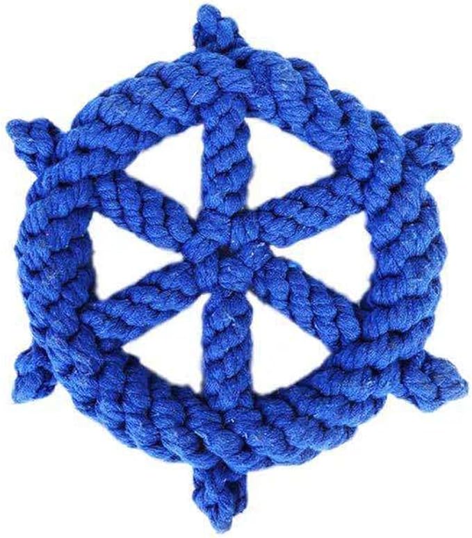 RCFINE Dog Rope Toy Dog Chew Toys Nautical Wheel Shaped Pet Chew Rope Toy Gift for Dog Cat (Blue)