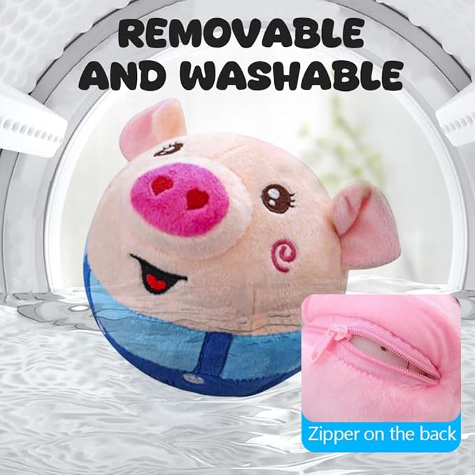 Interactive Dog Toys, 2026 New Active Moving Pet Plush Toy, Rechargeable Squeaky Dog Ball Toy with Talking Sound, Washable Cartoon Pig Plush Toy (#01)