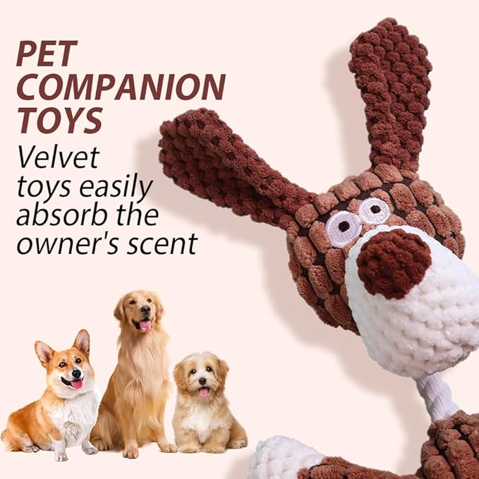2026 New Dog Toys, Indestructible Plush Dog Toy for Aggressive Chewers, Interactive Squeaky Soft Puppy Chew Toy, Durable Teething Toys for Small Medium Large Dogs (White)