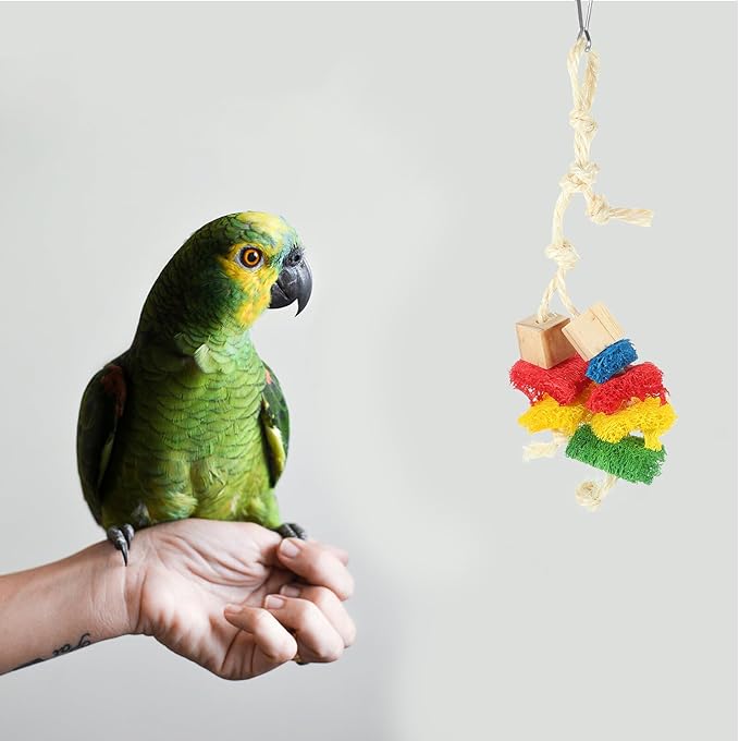 Natural Parrot Chewing with Seagrass Rope Bird Foraging and Shredding Lightweight Wear-Resistant Hanging Accessory for Cage Decoration and Active Pet Play