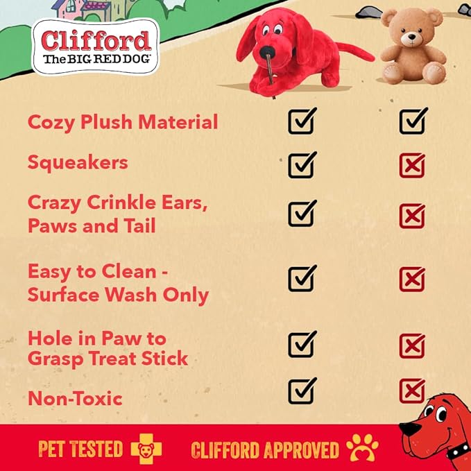 Clifford® Snuggle Buddy Plush Dog Toy | Cozy Dog Stuffed Animals Play Toy for Medium to Large Dogs | Comfort, Squeakers, Crinkle, Interactive Bonding