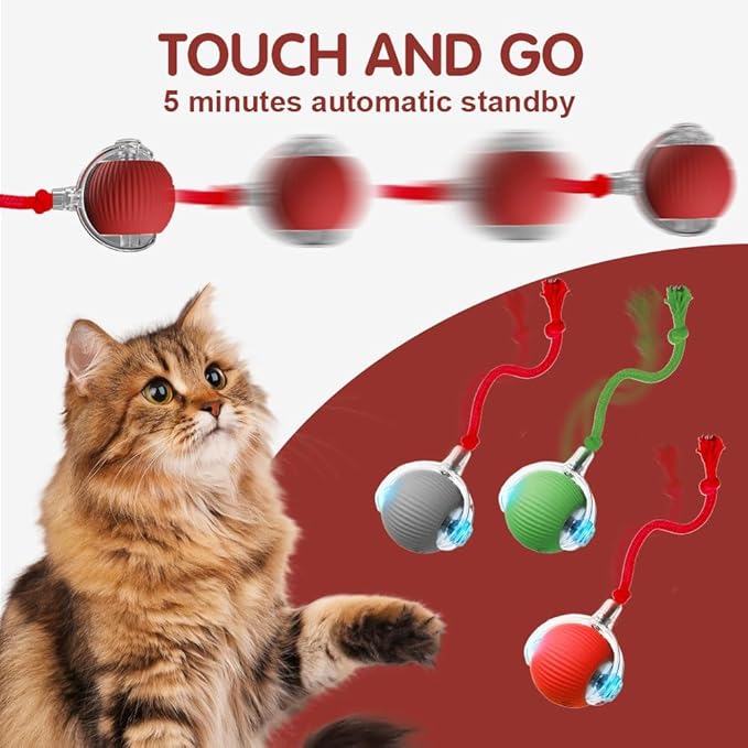 Interactive Cat Toy, 2026 New Cat Toy for Indoor Cats, Intelligent Rolling Ball Toys, Kitten Toys for Bored Indoor Cats/Dogs (Green+Grey)