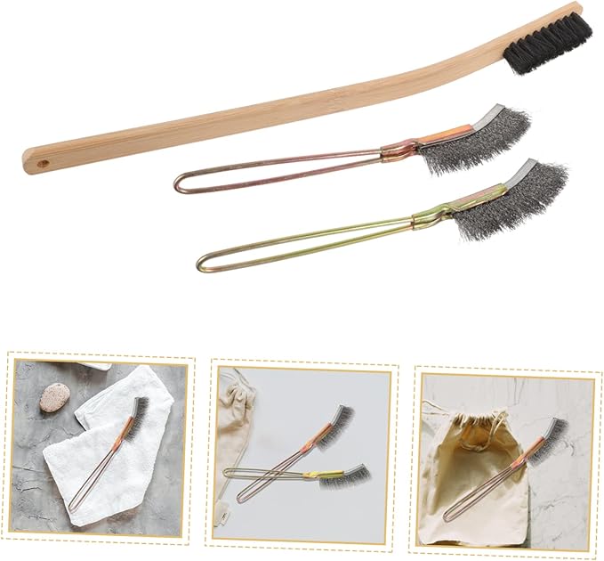 Levemolo 3pcs Bird Cage Cleaning Brush Handle Brushes for Bird Nest Cleaning Essential Pet Supplies