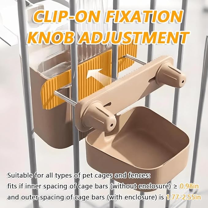 2-Pack Cage-Style Large Capacity Hanging Automatic Pet Feeder & Water Dispenser, Refillable from Outside The Cage, 50oz/1500ml, for Small/Medium Dogs, Cats, Rabbits & Guinea Pigs