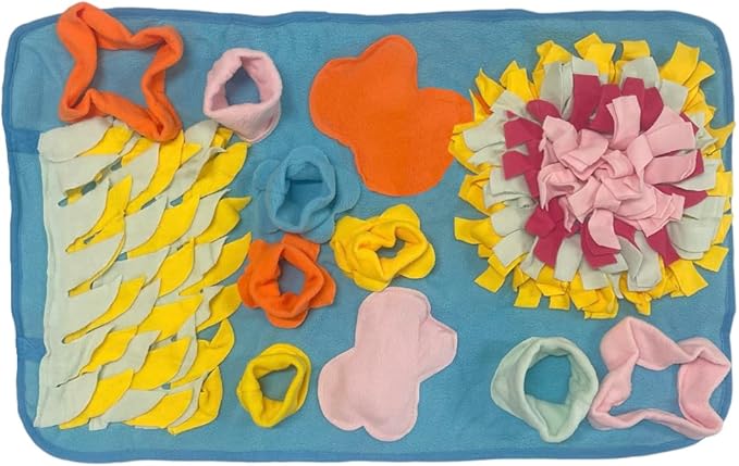 Pet Box Bundle: Assorted Toys for Dogs, Pigs, Rabbits, Cats, & Small Pets - Variety Pack with Treat Balls, Snuffle Mats, Games, & Toys (Blue Peanut Butter Stick Combo with a Yellow Ball)