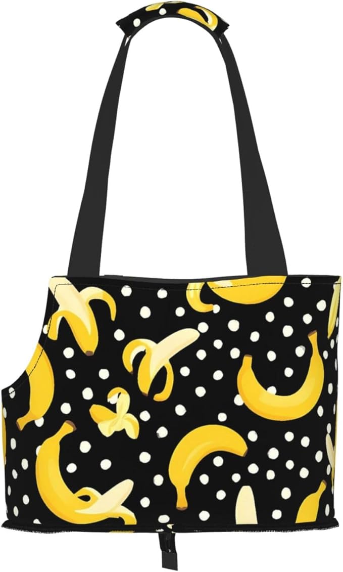 Banana Print Foldable Pet Tote Bag, Shoulder Carrier for Small Dogs and Cats