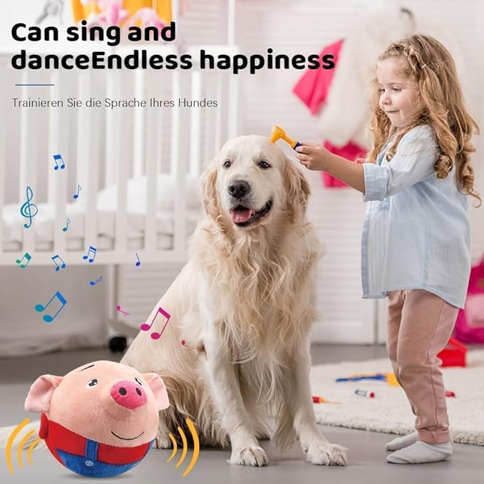 Interactive Dog Toys, Active Moving Pet Plush Toy, 2026 Squeaky Moving Dog Ball, Washable Cartoon Pig Sound Electronic Dog Toy, Shake Bounce Boredom Talking Toys for Dog Cats (Lion)