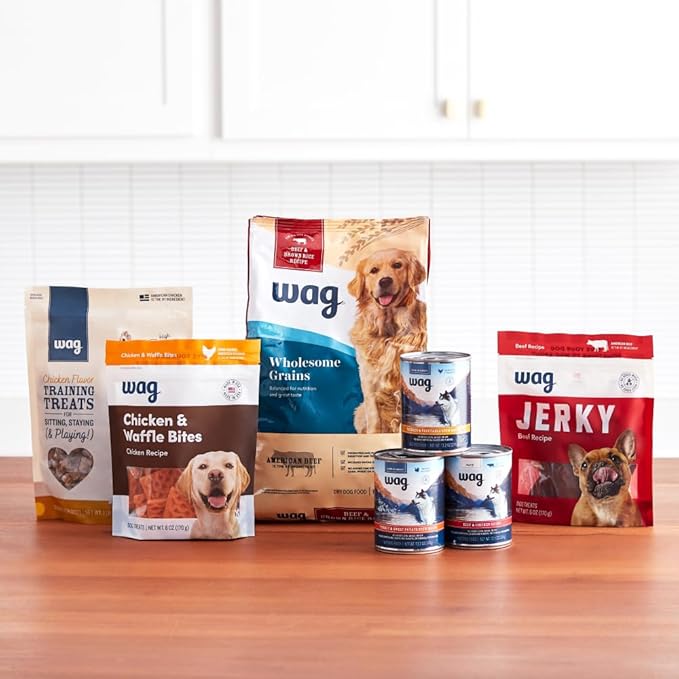 Amazon Brand - Wag Adult Premium Nutrition Dry Dog Food, Supports Stomach and Skin Health, Beef and Brown Rice, 30 lb Bag
